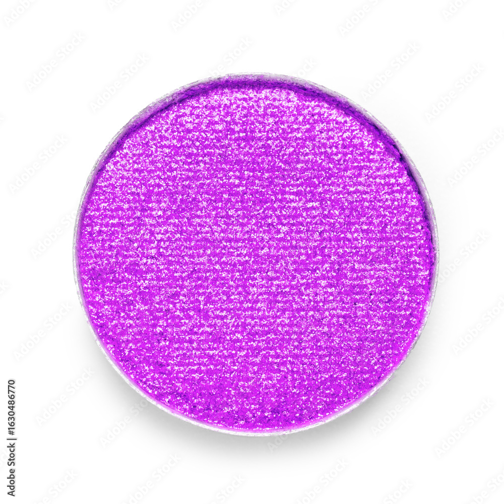 Obraz premium Eye shadow refill pan for palette isolated on white, top view. Violet shade