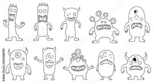 Monster coloring pages for kids and adults cute cartoon monsters printable monster coloring book activity 100