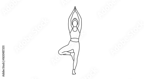 Tree pose yoga asana vector illustration for wellness balance meditation and fitness exercise training 100