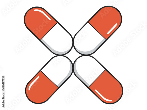 A minimalist pill capsule vector for health and medical concepts