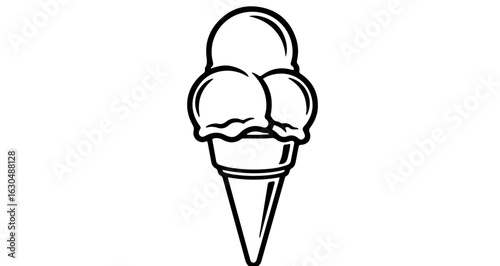 Vector illustration of delicious ice cream cone with scoops for summer dessert and sweet treat design 100