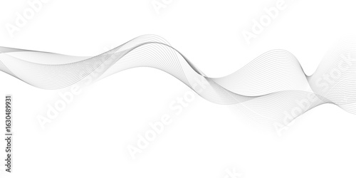 Abstract vector background with black wavy lines, Abstract wavy technology curve lines on transparent background isolated. 