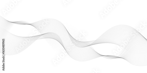 Abstract vector background with black wavy lines, Abstract wavy technology curve lines on transparent background isolated. 