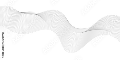 Abstract vector background with black wavy lines, Abstract wavy technology curve lines on transparent background isolated. 