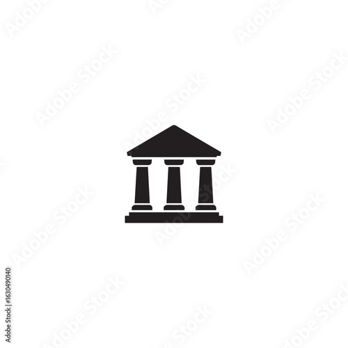 black Building icon. Building with iconic columns. Historic building. Vector icon isolated on white background.