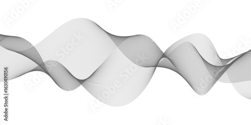 Abstract vector background with black wavy lines, Abstract wavy technology curve lines on transparent background isolated. 