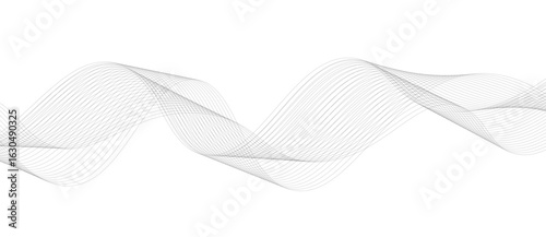 Abstract vector background with black wavy lines, Abstract wavy technology curve lines on transparent background isolated. 