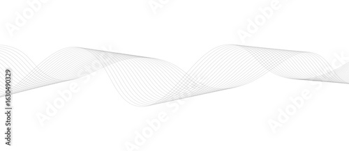 Abstract vector background with black wavy lines, Abstract wavy technology curve lines on transparent background isolated. 
