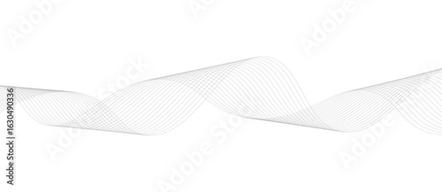 Abstract vector background with black wavy lines, Abstract wavy technology curve lines on transparent background isolated. 
