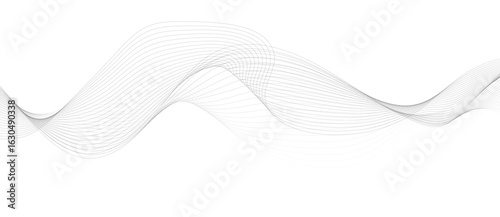 Abstract vector background with black wavy lines, Abstract wavy technology curve lines on transparent background isolated. 
