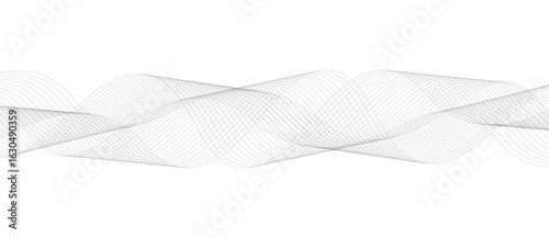 Abstract vector background with black wavy lines, Abstract wavy technology curve lines on transparent background isolated. 