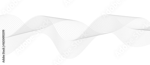 Abstract vector background with black wavy lines, Abstract wavy technology curve lines on transparent background isolated. 