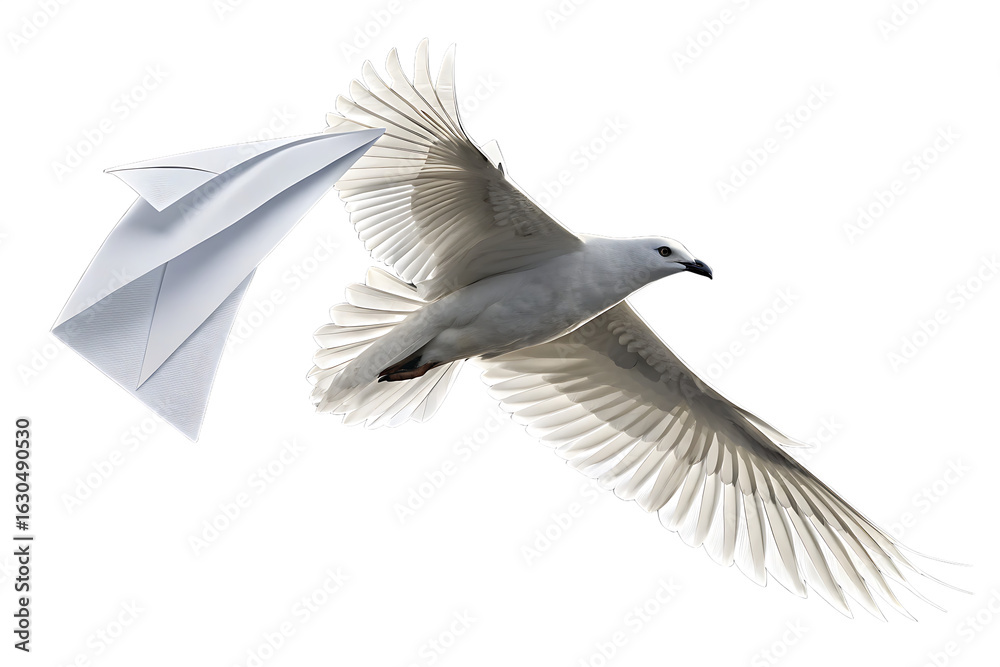 Obraz premium white paper flying isolated on background white