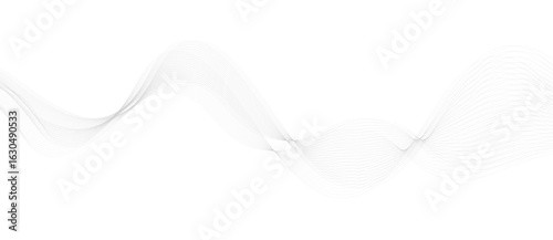 Abstract vector background with black wavy lines, Abstract wavy technology curve lines on transparent background isolated. 