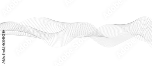 Abstract vector background with black wavy lines, Abstract wavy technology curve lines on transparent background isolated. 