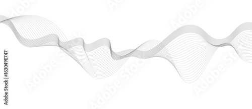 Abstract vector background with black wavy lines, Abstract wavy technology curve lines on transparent background isolated. 