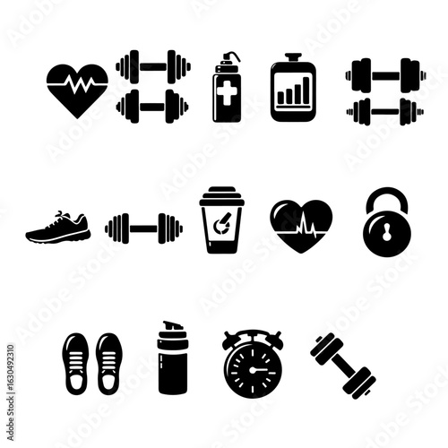 fitness icon set , health related icon set