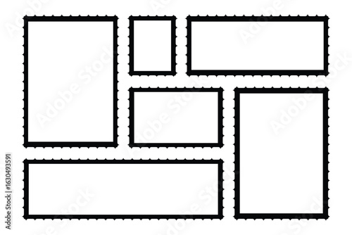 Blank postage stamp. Clean postage stamp template. Postage icon.