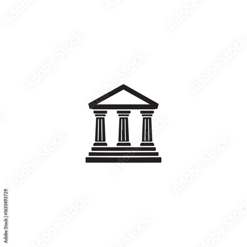 black Building icon. Building with iconic columns. Historic building. Vector icon isolated on white background.