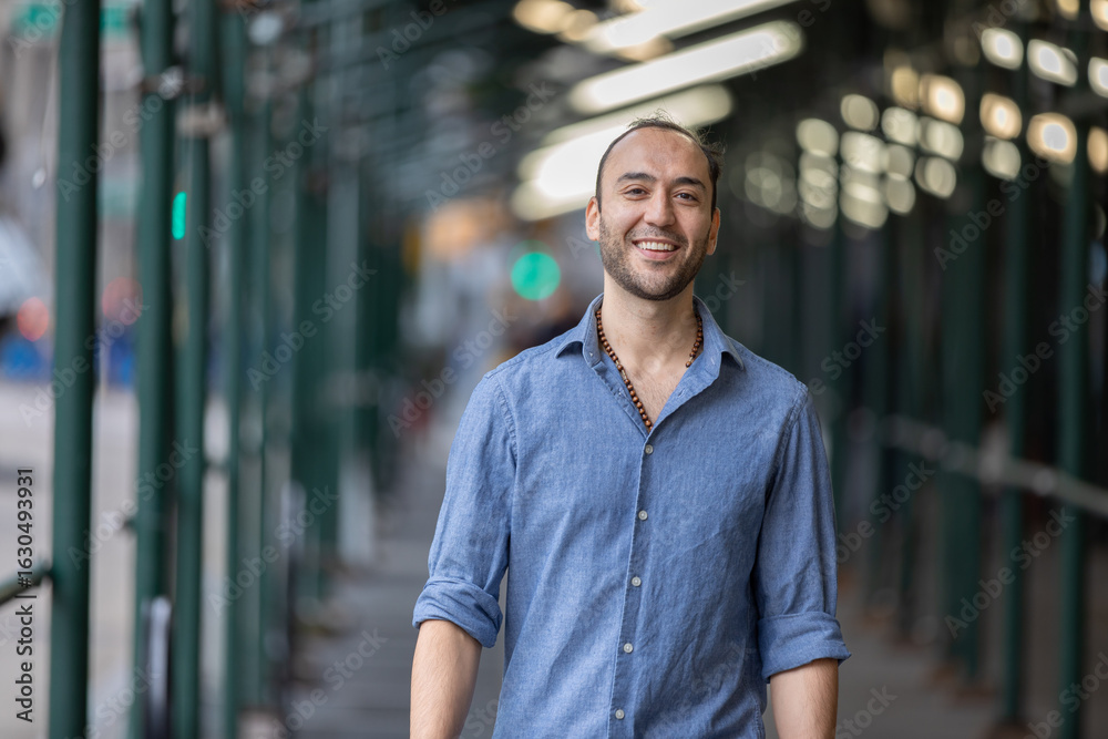 custom made wallpaper toronto digitalConfident Hispanic Man Walking on Urban NY City Manhattan Street in Daylight Setting