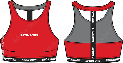 Women Sports bra top active sports Jersey design flat sketch fashion Illustration suitable for girls and Ladies, strap sport bra crop top for Swim, yoga, gym, running and sports activity