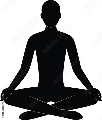 Single person relaxed pose front facing silhouette isolated on transparent background