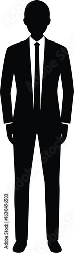 Single person business attire silhouette isolated on transparent background