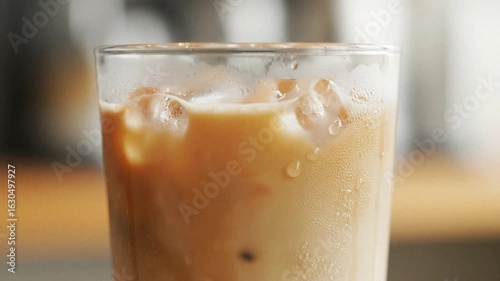 Wallpaper Mural Cold condensationcovered glass filled with iced coffee drink Torontodigital.ca