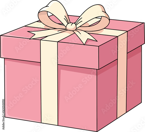 Elegant pink gift box tied with a cream ribbon, perfect for celebrations