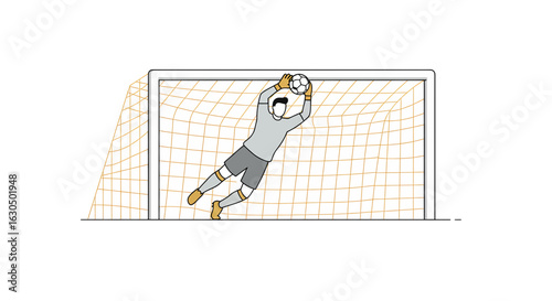 goalkeeper diving to catch soccer ball clip art preview