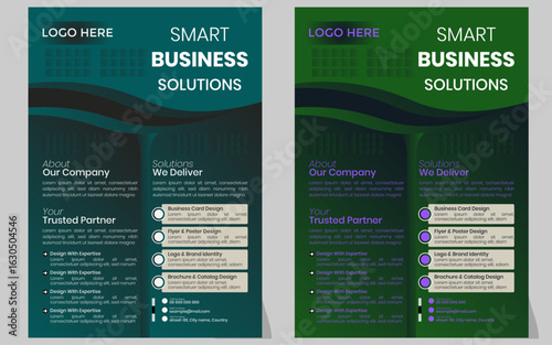 Modern business website and card design template with web layout elements