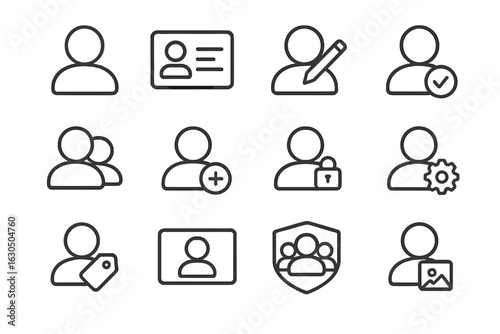 User interface icons for profile, edit, security, and privacy themes