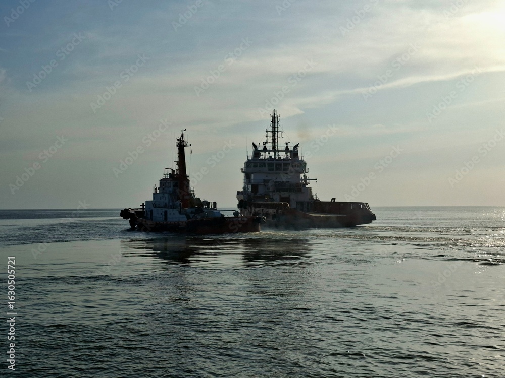 Obraz premium Two Supply ships under sail