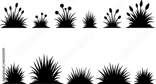 "Silhouette Grass Borders Collection" vector bundle
