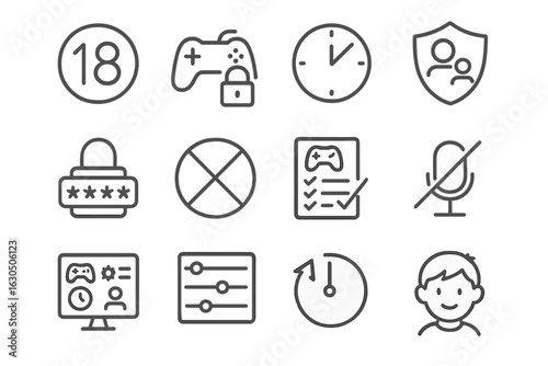 Parental control and privacy icons for safe gaming and online activity