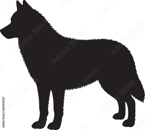 Northern Inuit Dog Solid Vector Silhouette