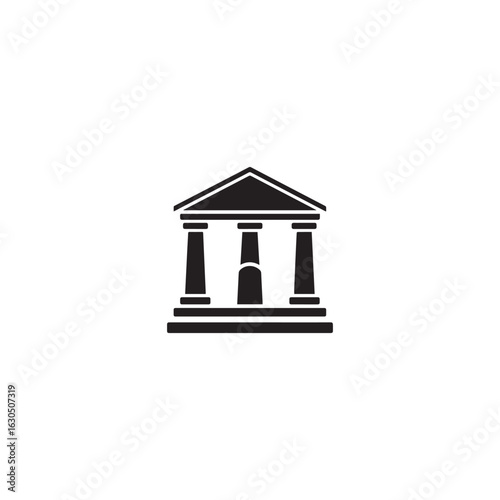 black Building icon. Building with iconic columns. Historic building. Vector icon isolated on white background.