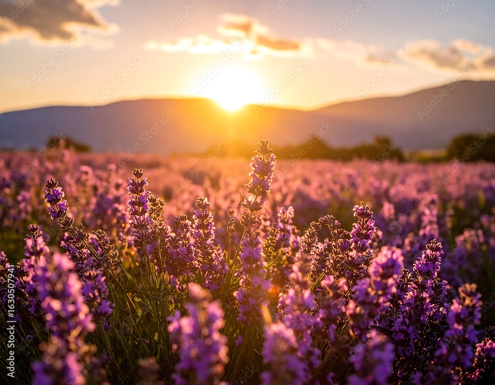 Obraz premium Lavender field sunset