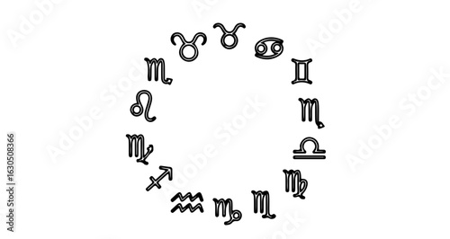 Zodiac signs astrology horoscope symbols circle astrological calendar prediction chart constellation 100