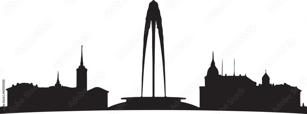 Naklejka premium Geneva Switzerland Skyline Silhouette