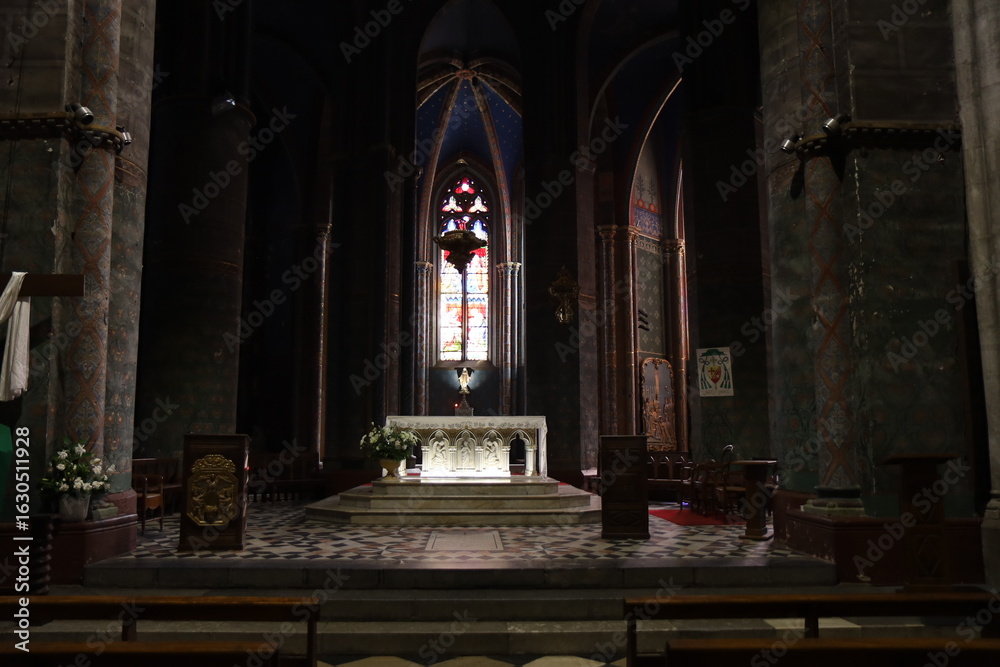 Obraz premium Cathédrale Sainte Marie, cathédrale romane, ville d'Oloron Sainte Marie, département des Pyrénées Atlantiques, France