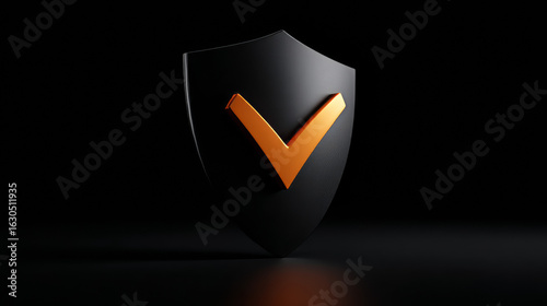 Protection. Healthcare. Insurance. Cyber security. Network safety. Protection shield with Check mark icon inside transparent sphere shield with hexagon pattern on blue background. Vector illustration.