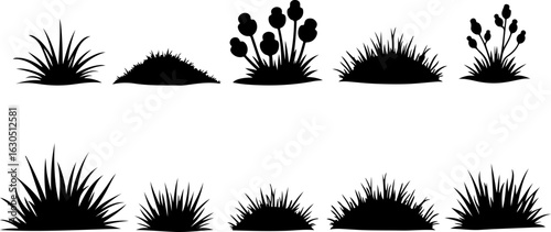 "Silhouette Grass Borders Collection" vector bundle