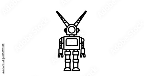 Outline robot vector illustration for ai technology and automation design projects and futuristic concepts