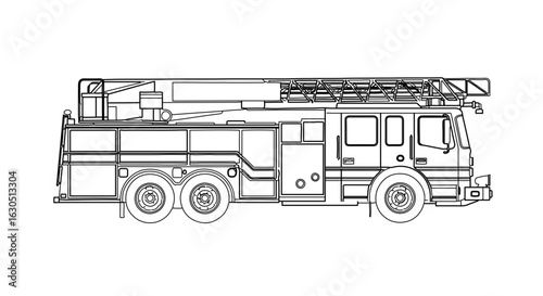 Fire truck vector illustration for emergency services coloring page and fire rescue clip art design resource