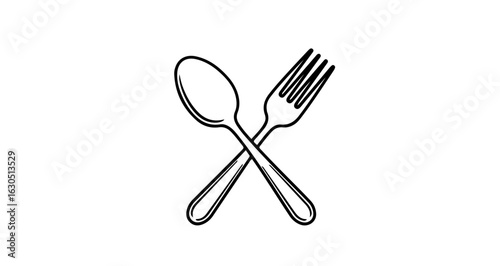 Spoon and fork vector illustration for restaurant menu design and cutlery drawing for food blog and kitchen art