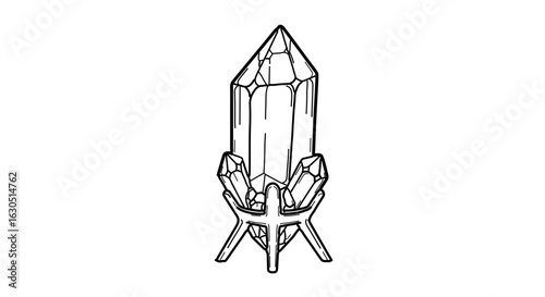 Crystal quartz point healing stone illustration for spiritual and metaphysical practices drawing design