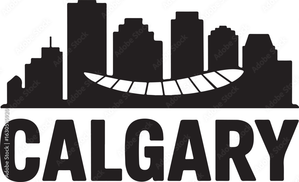 Naklejka premium Calgary Alberta Skyline Silhouette