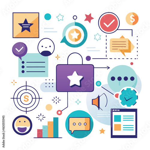 Modern flat design illustration of success and business elements representing targets and achievement concepts