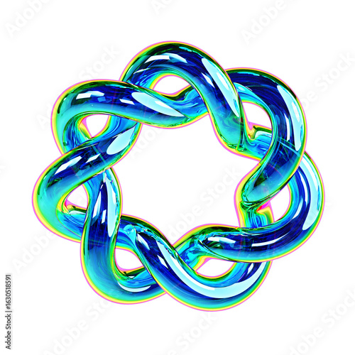 Stunning iridescent glass torus knot design with vibrant holographic sheen
